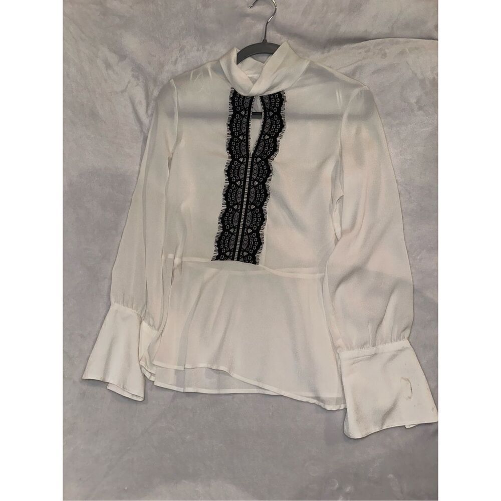 Women’s blouse Zara long sleeve white and black lace size M